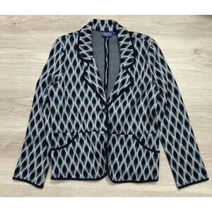 PENDLETON Women’s Aztec Gray Navy Southwest Tribal Jacket Blazer XL Petite